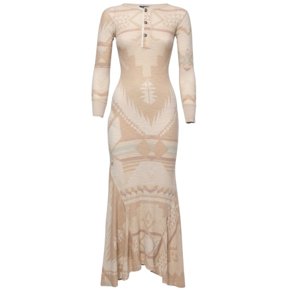 Polo Ralph Lauren Southwestern Aztec Cotton Henley Maxi Dress Size M